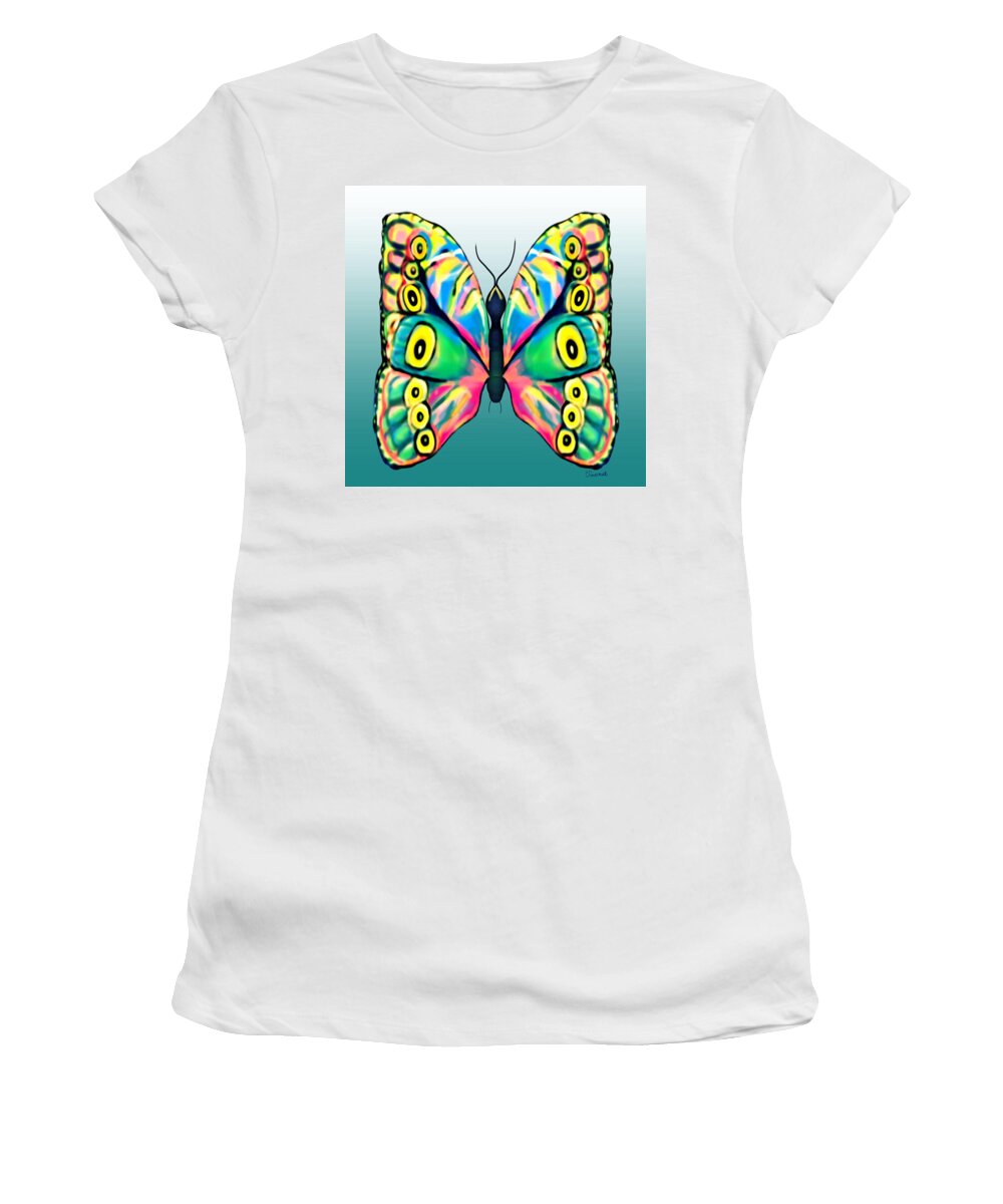 Christine Fournier Women's T-Shirt featuring the painting Sweet Butterfly by Christine Fournier