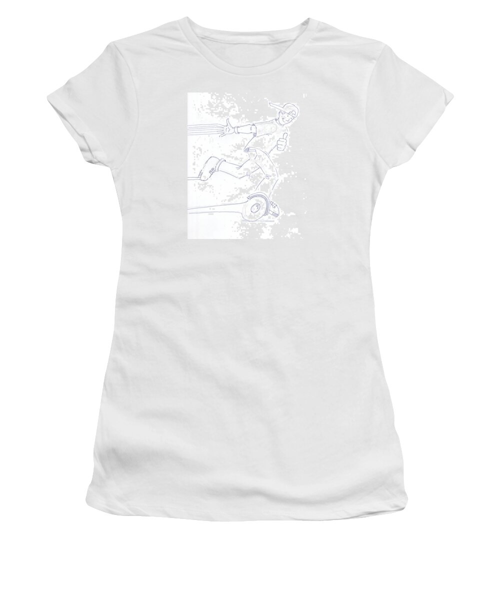 Swegway Women's T-Shirt featuring the drawing Swegway Hoverboard Fun Cartoon by Mike Jory