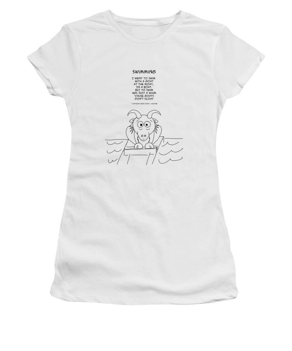 Swimming Women's T-Shirt featuring the drawing Swimming by John Haldane