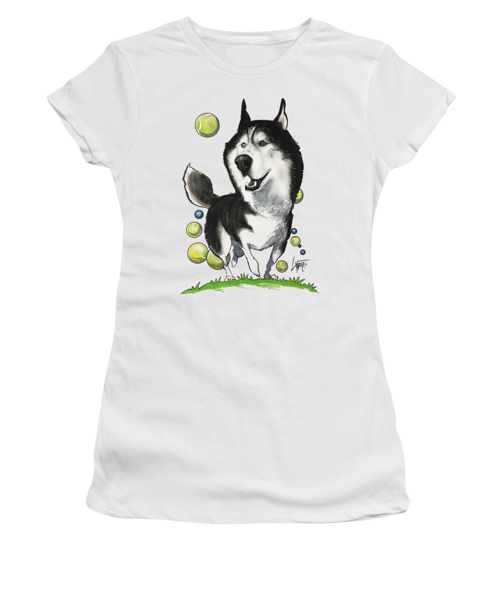 Husky Women's T-Shirt featuring the drawing Swinson 3650 by Canine Caricatures By John LaFree