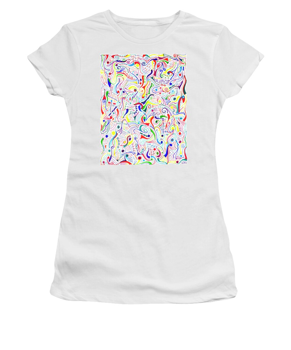 Mazes Women's T-Shirt featuring the drawing Synesthesia by Steven Natanson