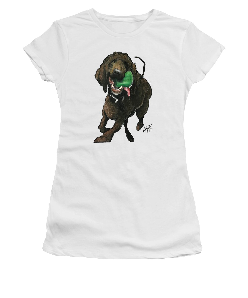 Irish Water Spaniel Women's T-Shirt featuring the drawing Sytsma 3832 by Canine Caricatures By John LaFree