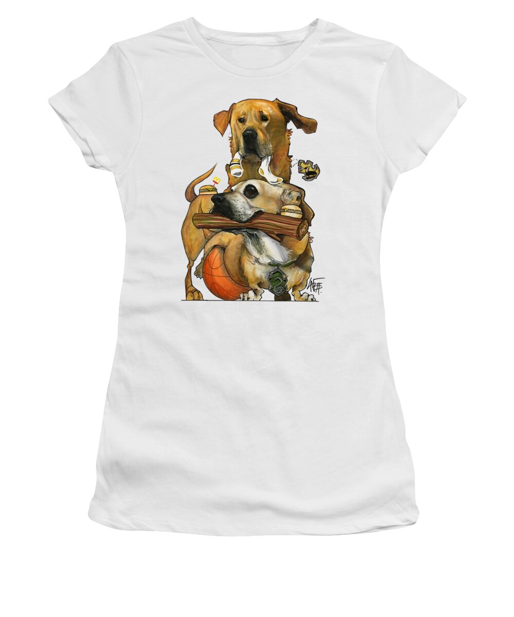 Pet Portrait Women's T-Shirt featuring the drawing Szczupak 3187 by Canine Caricatures By John LaFree