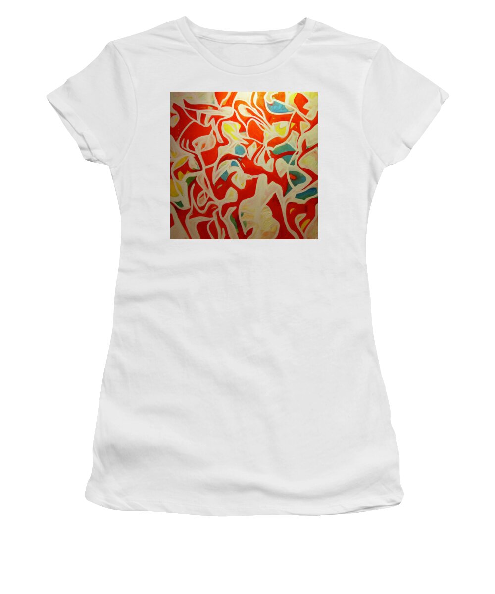Abstract Women's T-Shirt featuring the painting Take Me All The Way Up by Steven Miller