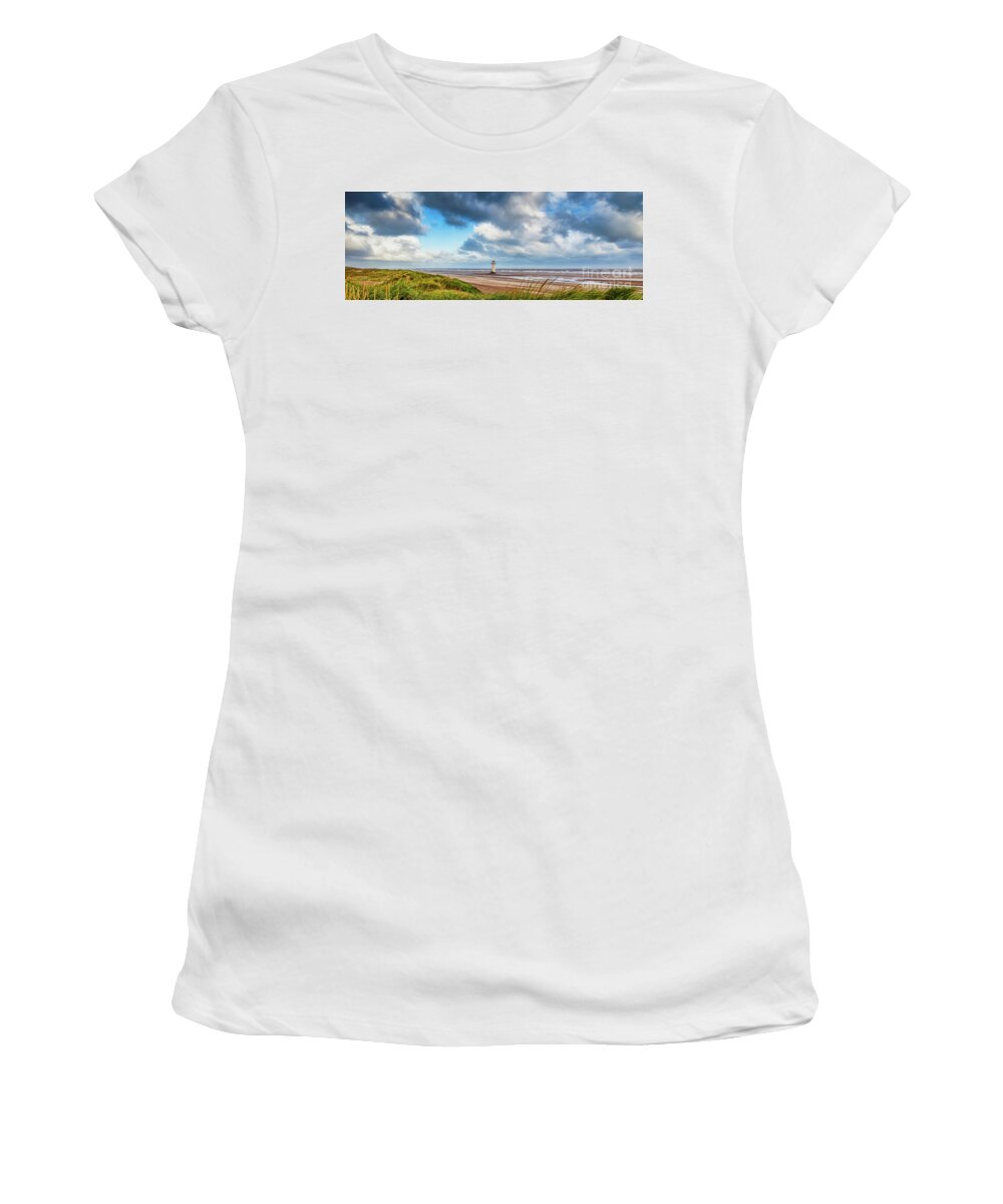 Talacre Lighthouse Women's T-Shirt featuring the photograph Talacre Lighthouse Wales by Adrian Evans