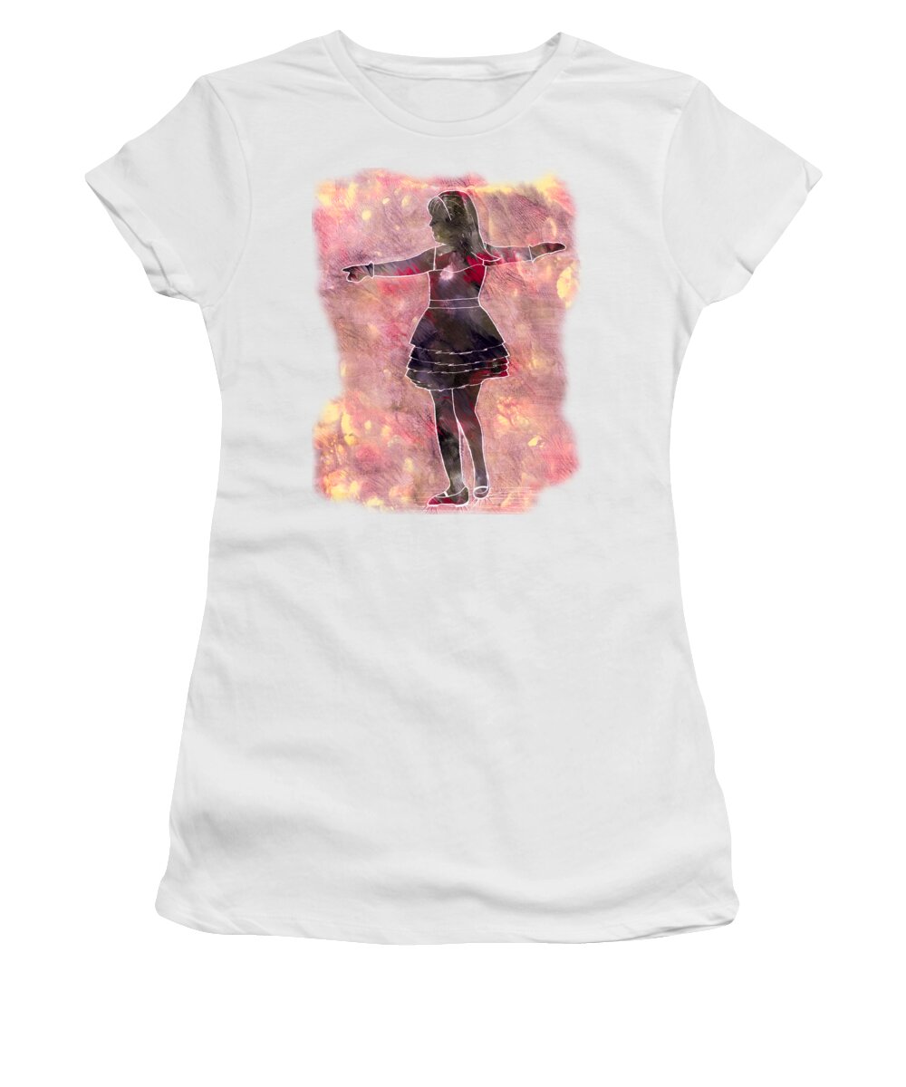 Silhouette Women's T-Shirt featuring the painting Tap Dancer 2 - Pink by Lori Kingston