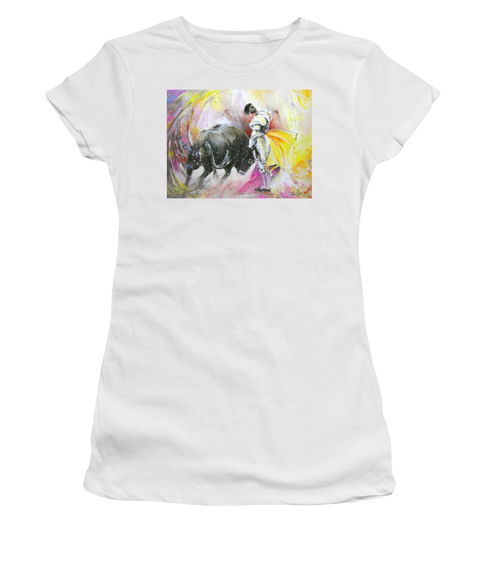 Animals Women's T-Shirt featuring the painting Taurean Power by Miki De Goodaboom