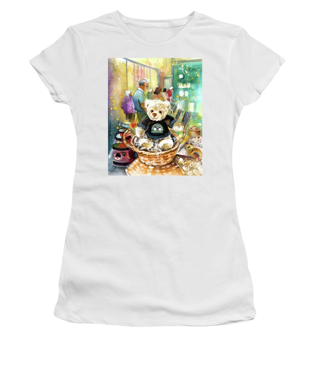 Travel Women's T-Shirt featuring the painting Teddy Bear Wensley At Wensleydale Creamery by Miki De Goodaboom