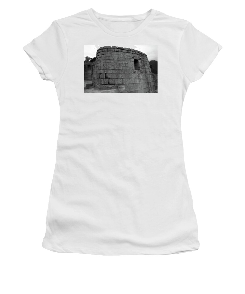 Hitching Post Of The Sun Women's T-Shirt featuring the photograph Temple of the Sun, Machu Picchu, Peru by Aidan Moran