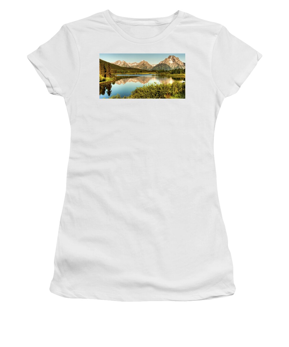 Tetons Women's T-Shirt featuring the photograph Teton Reflections by Rebecca Hiatt