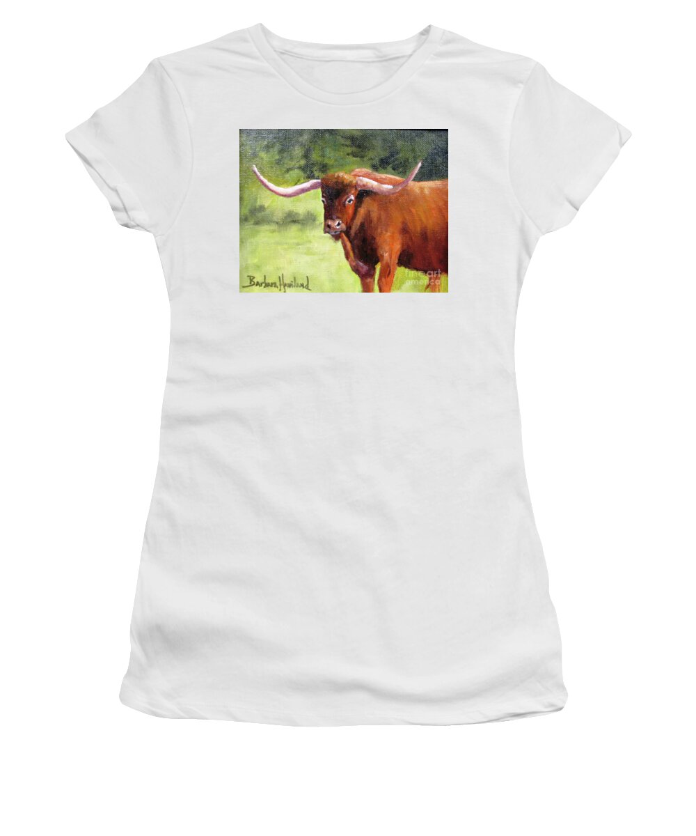Texas Women's T-Shirt featuring the painting Texas Londhorn by Barbara Haviland