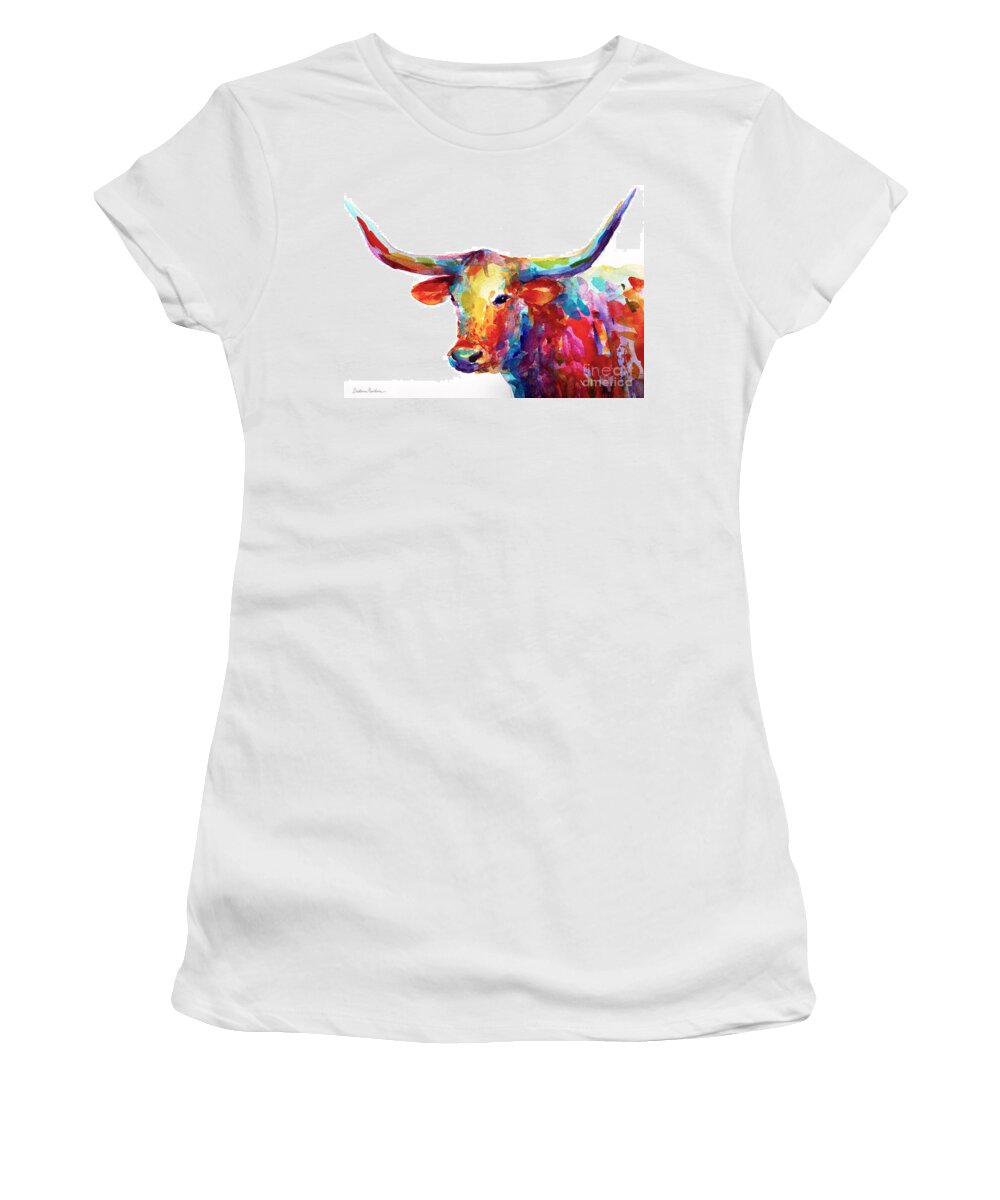 Long Horn Women's T-Shirt featuring the painting Texas Longhorn art by Svetlana Novikova