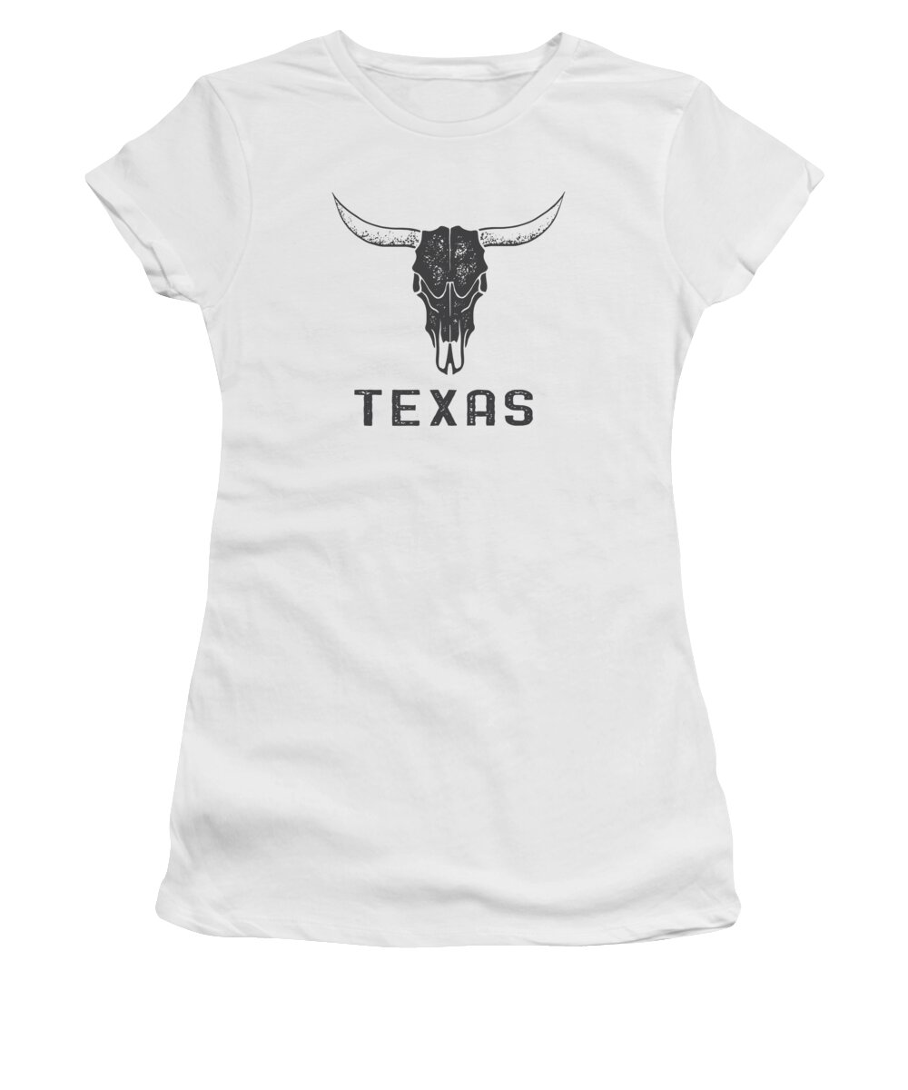 Texas Women's T-Shirt featuring the digital art Texas Steer Skull Tee by Edward Fielding