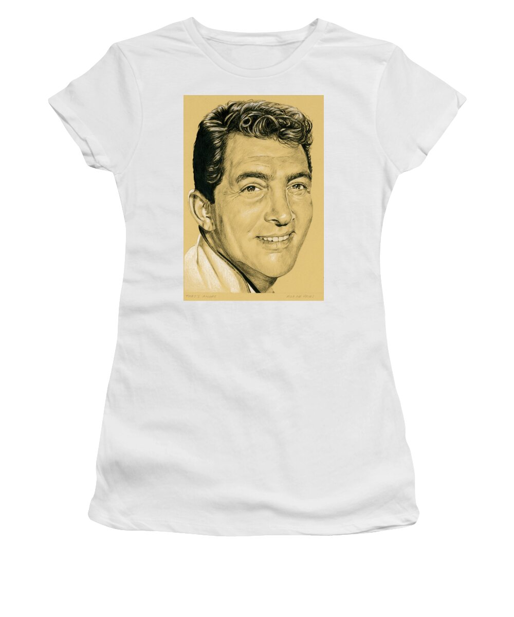 Dean Martin Women's T-Shirt featuring the drawing That's Amore by Rob De Vries