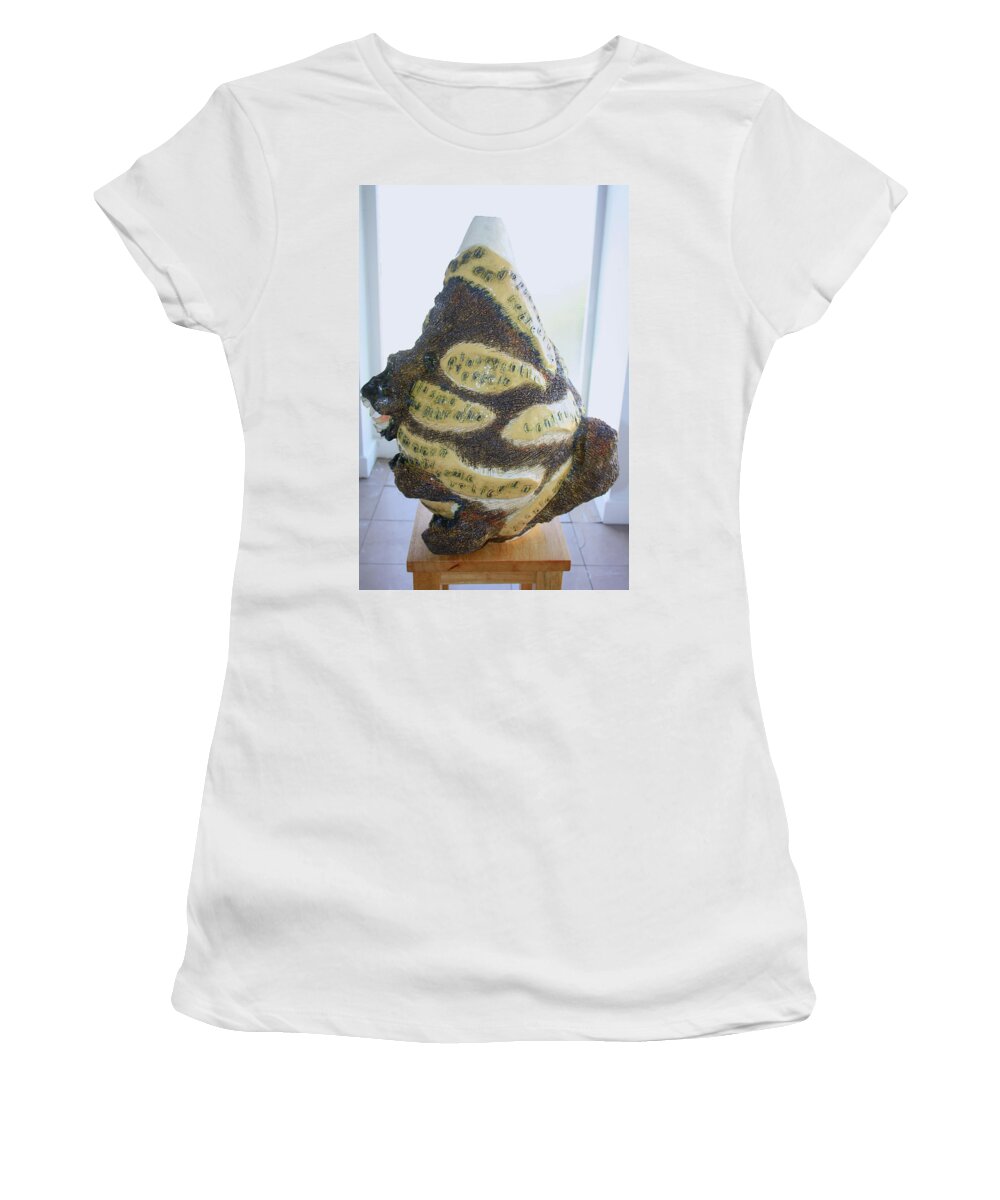 Jesus Women's T-Shirt featuring the sculpture The Animal Cell - view one by Gloria Ssali