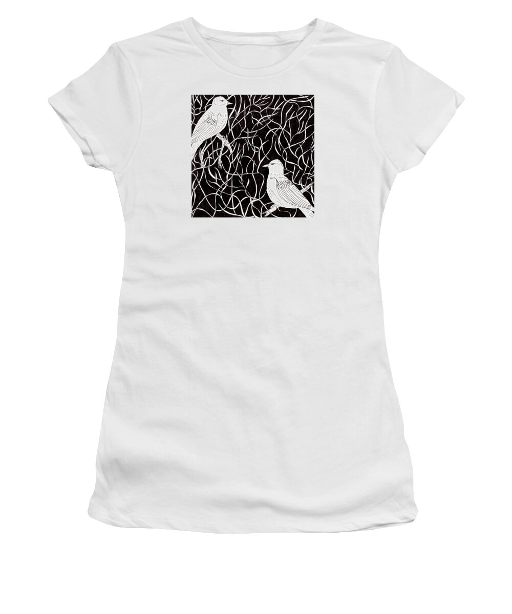 Bird Women's T-Shirt featuring the drawing The Birds by Lou Belcher