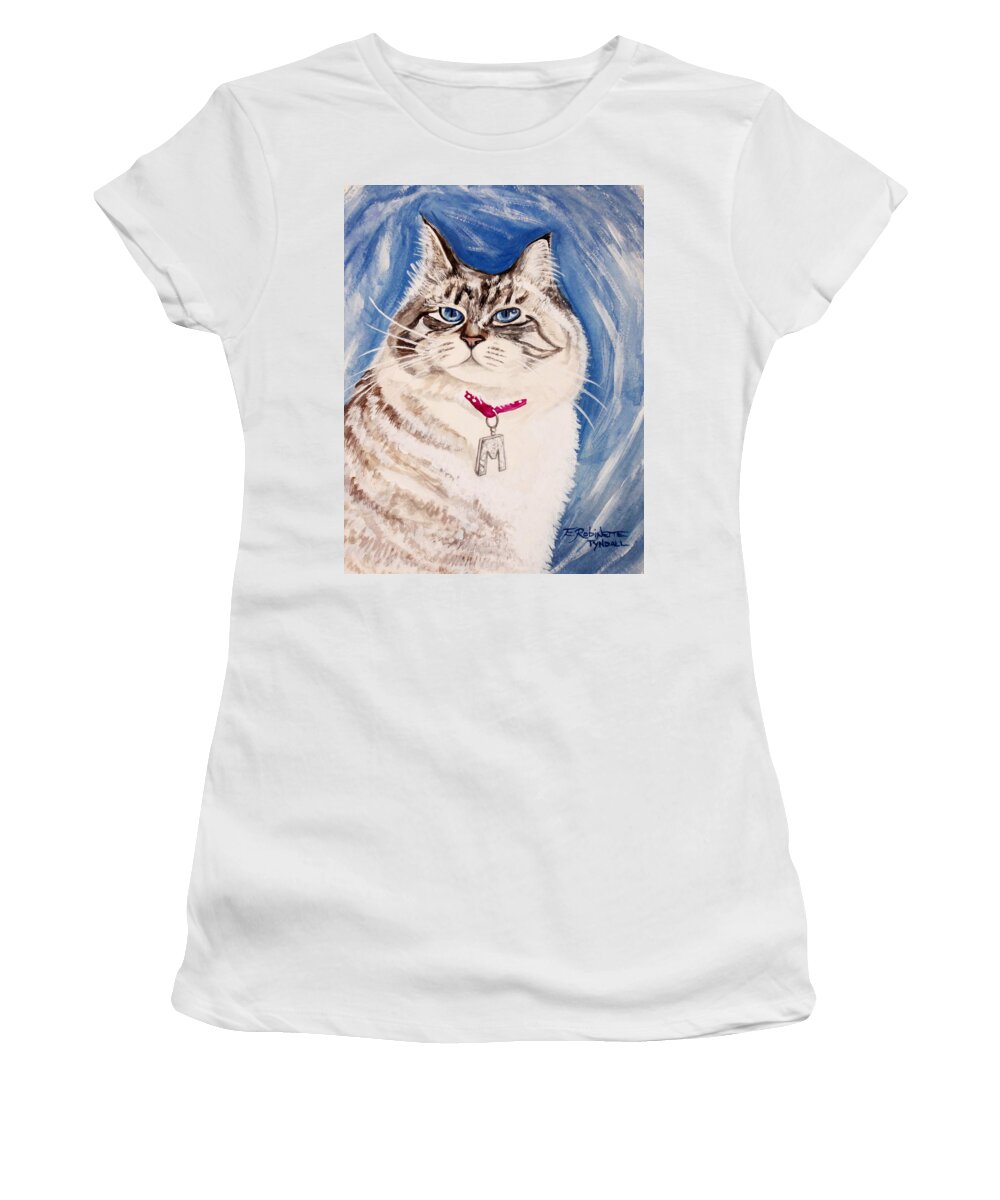 Cat Women's T-Shirt featuring the painting The Blue-Eyed Ragdoll by Elizabeth Robinette Tyndall