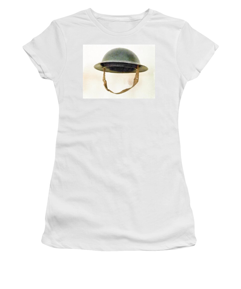 Brodie Women's T-Shirt featuring the photograph The British Brodie Helmet by Steve Taylor