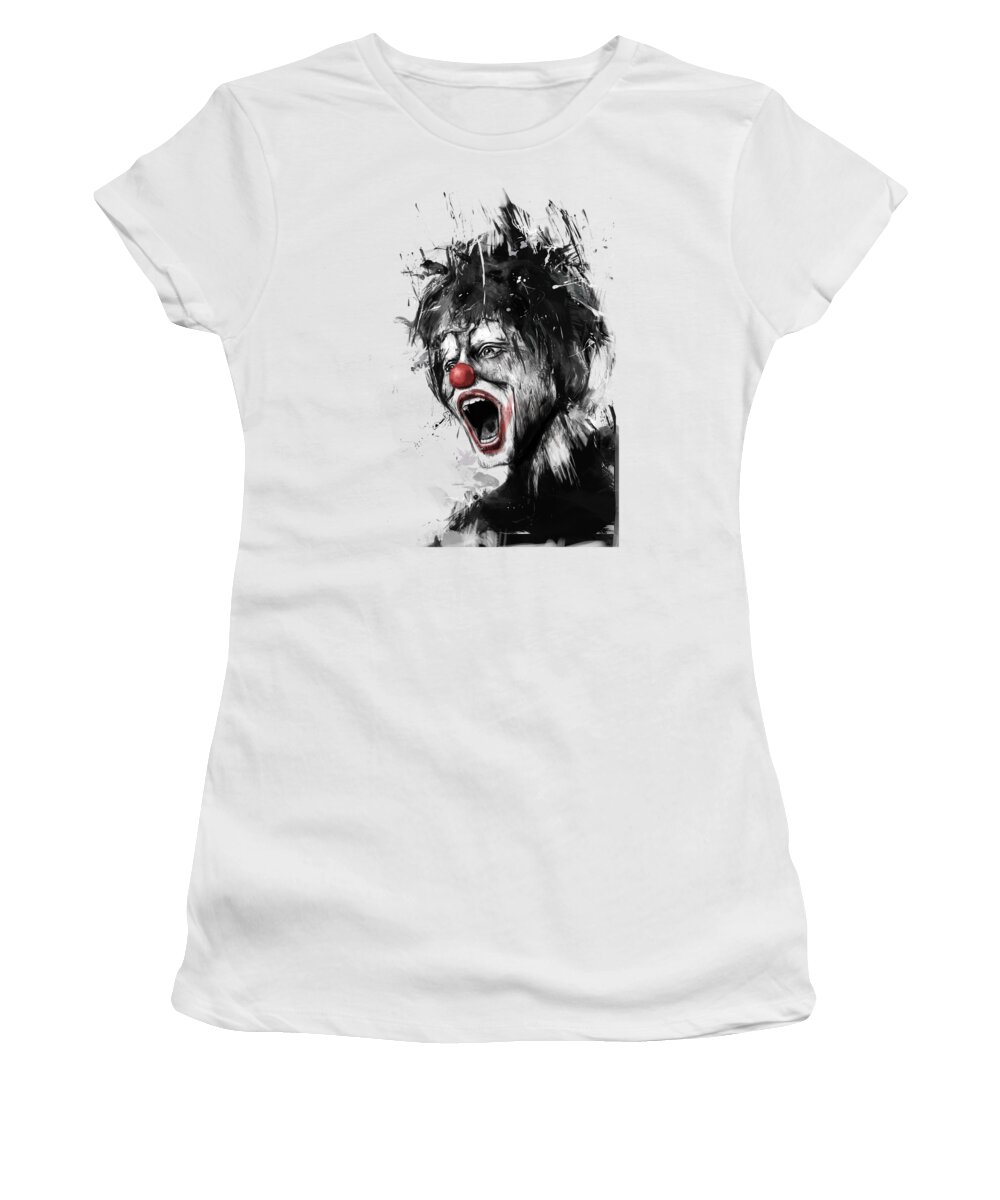 Clown Women's T-Shirt featuring the mixed media The Clown by Balazs Solti