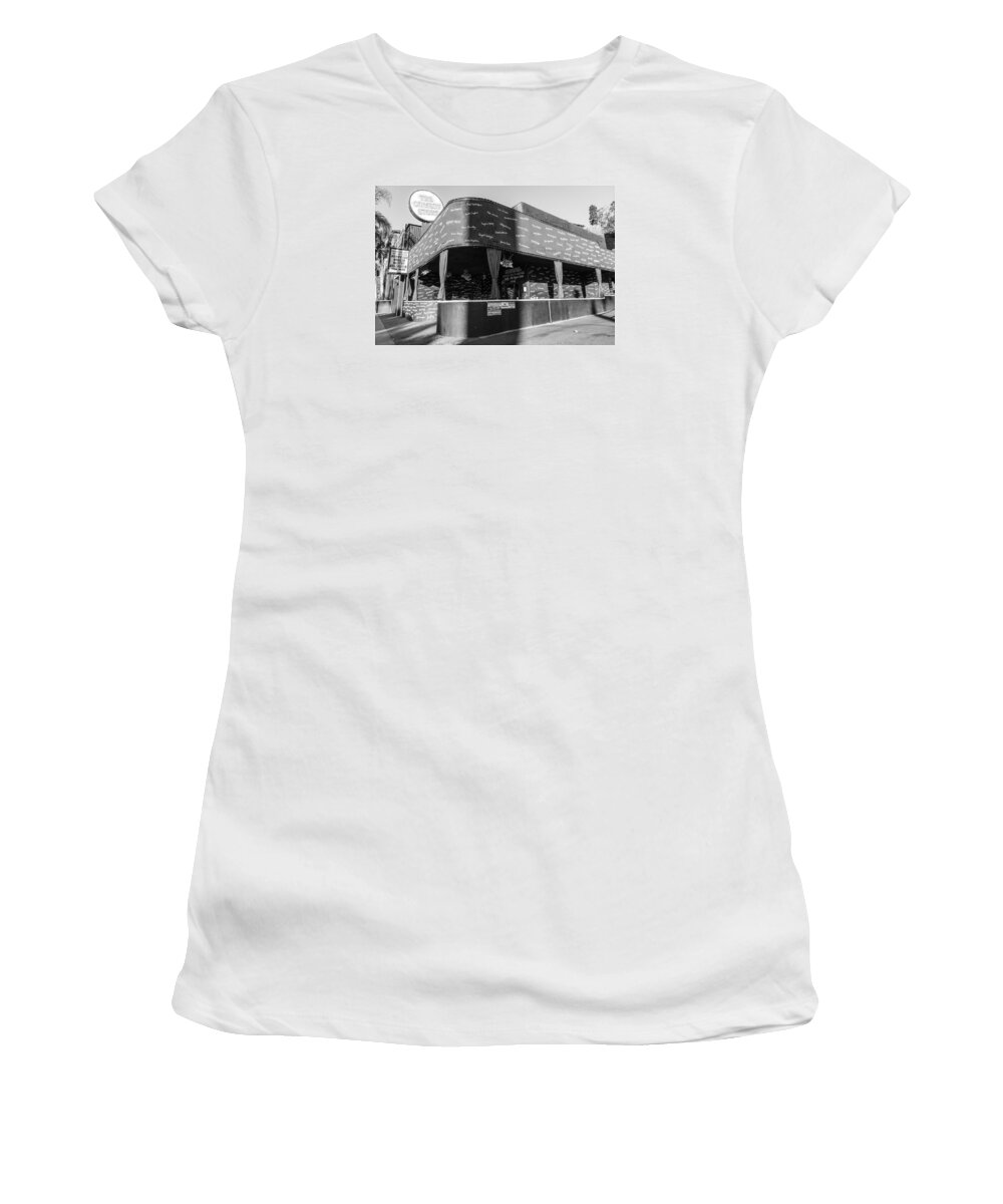 Los Angeles Women's T-Shirt featuring the photograph The Comedy Store Black and White by John McGraw