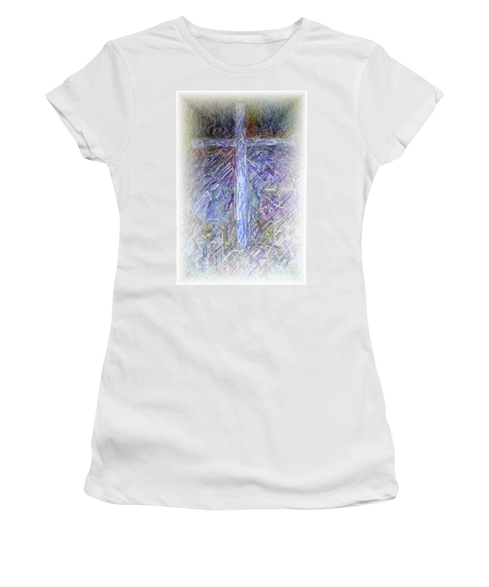 The Cross Women's T-Shirt featuring the digital art The Cross by Karen Francis