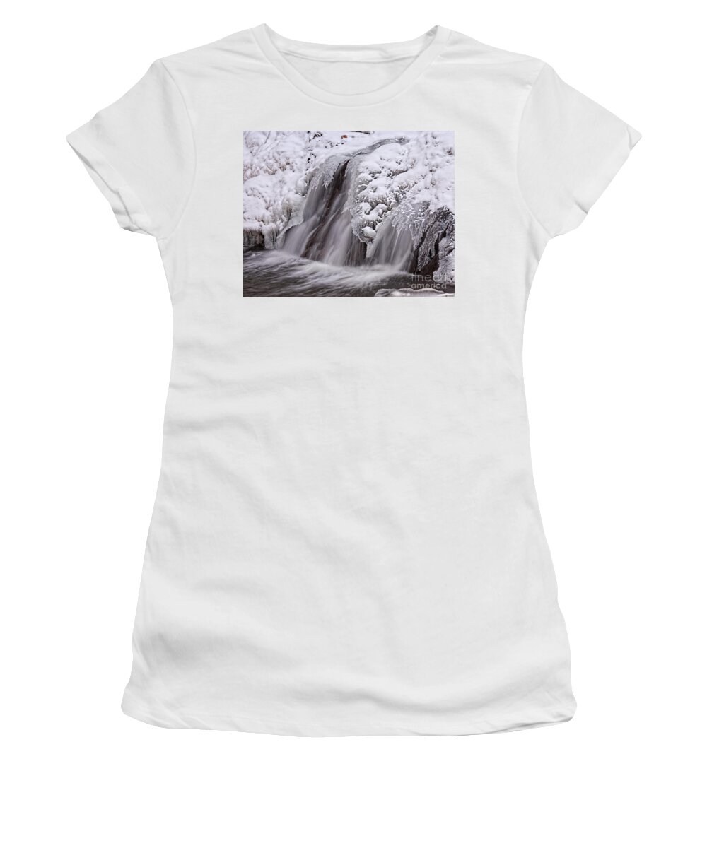 Frozen Waterfall Women's T-Shirt featuring the photograph The Crystal Falls by Jim Garrison