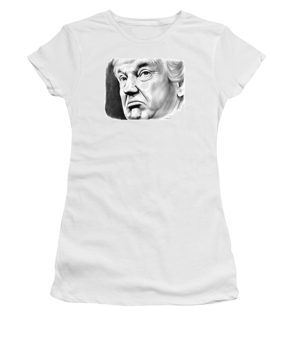 Trump Women's T-Shirt featuring the drawing The Donald by Greg Joens