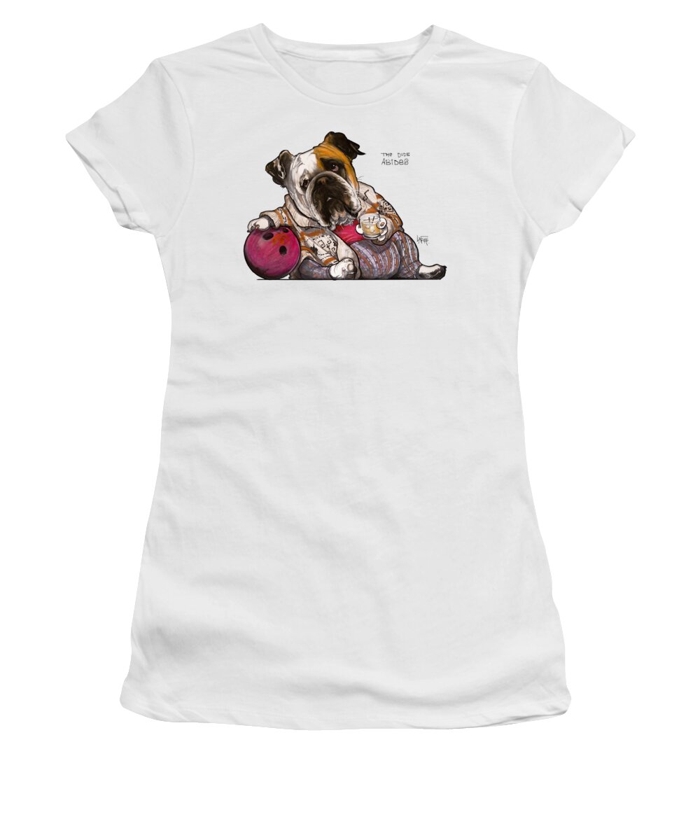 Pet Portrait Women's T-Shirt featuring the drawing The Dude Abides by Canine Caricatures By John LaFree