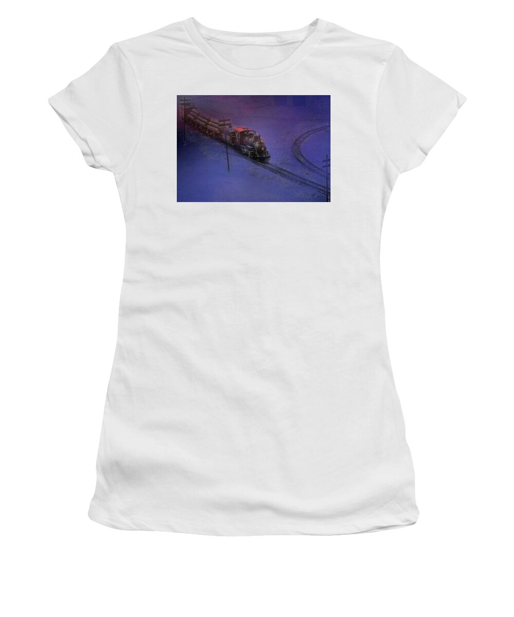 Transportation Women's T-Shirt featuring the photograph The Early Train by Ches Black