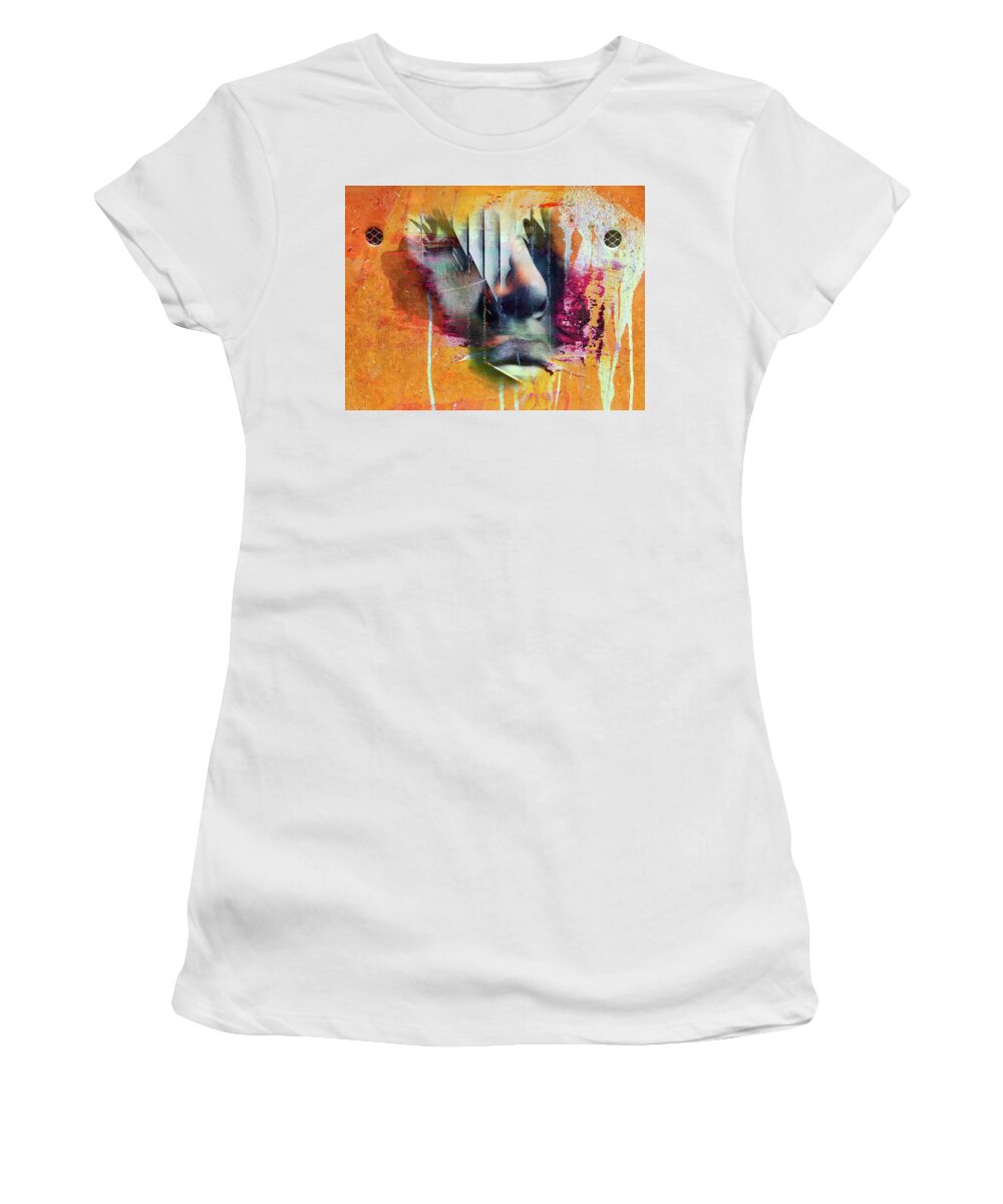 Face Women's T-Shirt featuring the photograph The face at the wall by Gabi Hampe