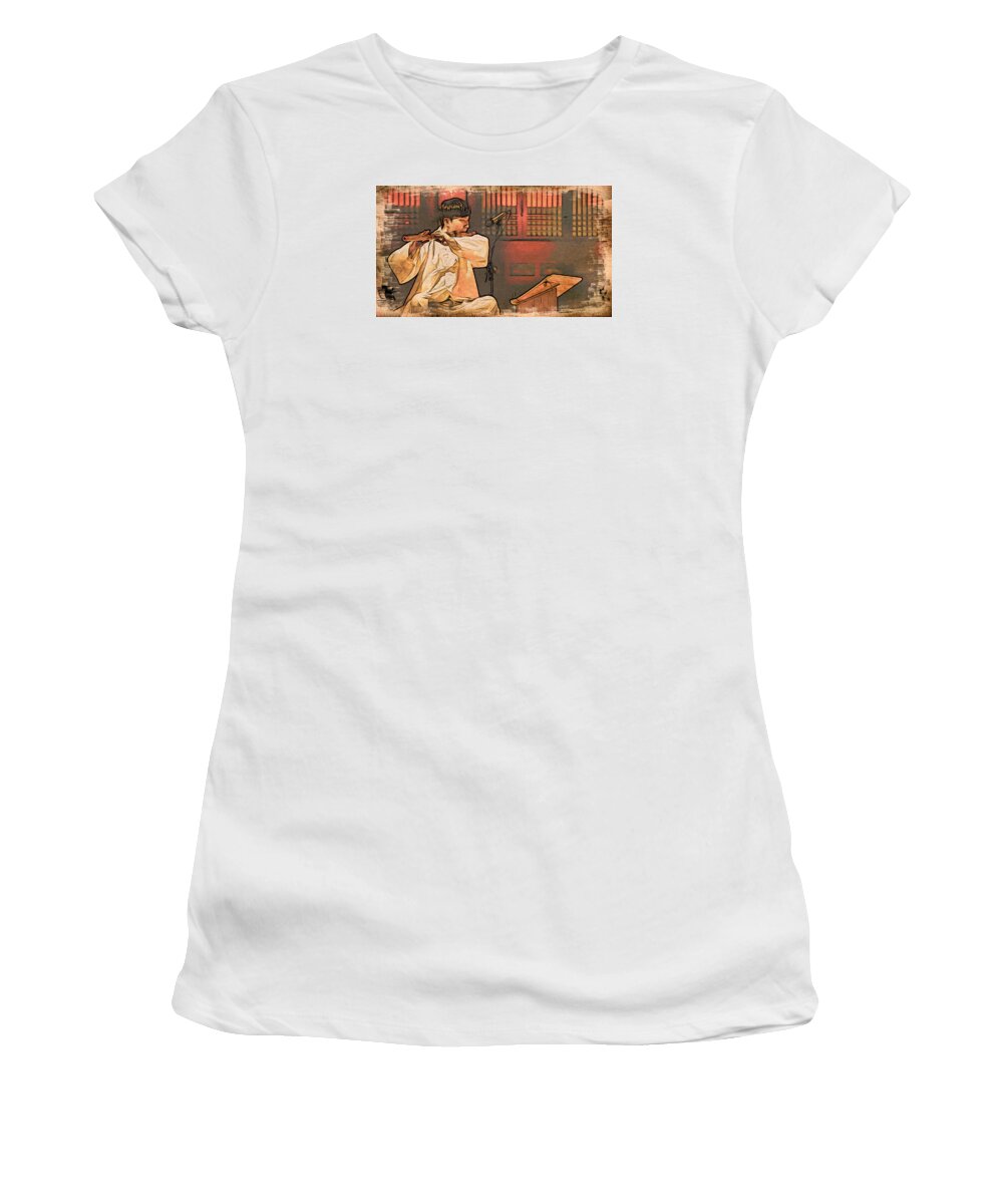 Asia Women's T-Shirt featuring the digital art The Flautist by Cameron Wood