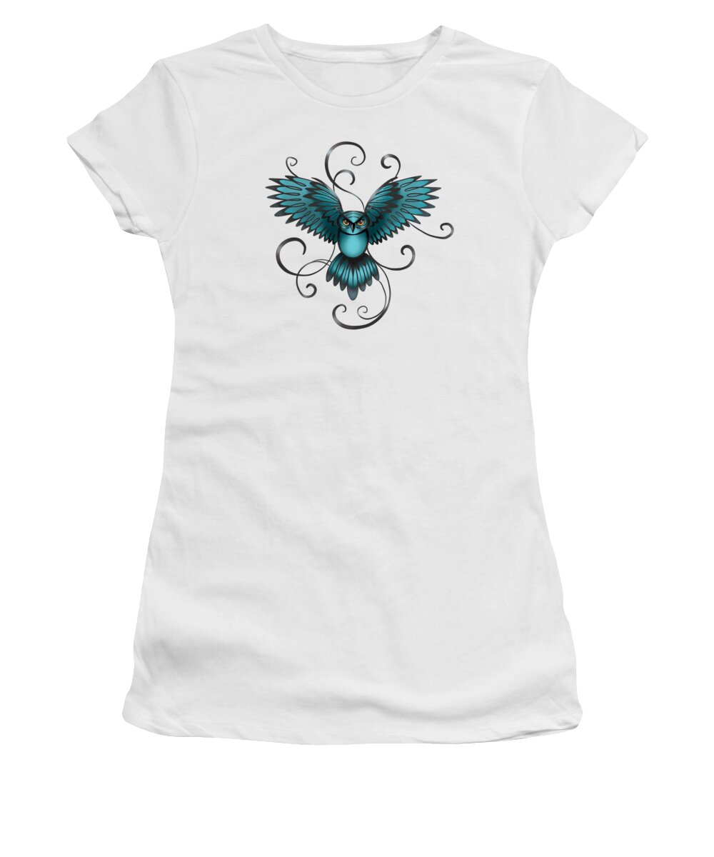 Great Horned Owl Women's T-Shirt featuring the painting The Great Night Owl Of Kilmartin by Little Bunny Sunshine
