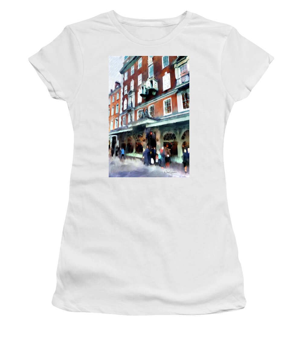 London Women's T-Shirt featuring the digital art The Grocer - Fortnum and Mason by Nicky Jameson