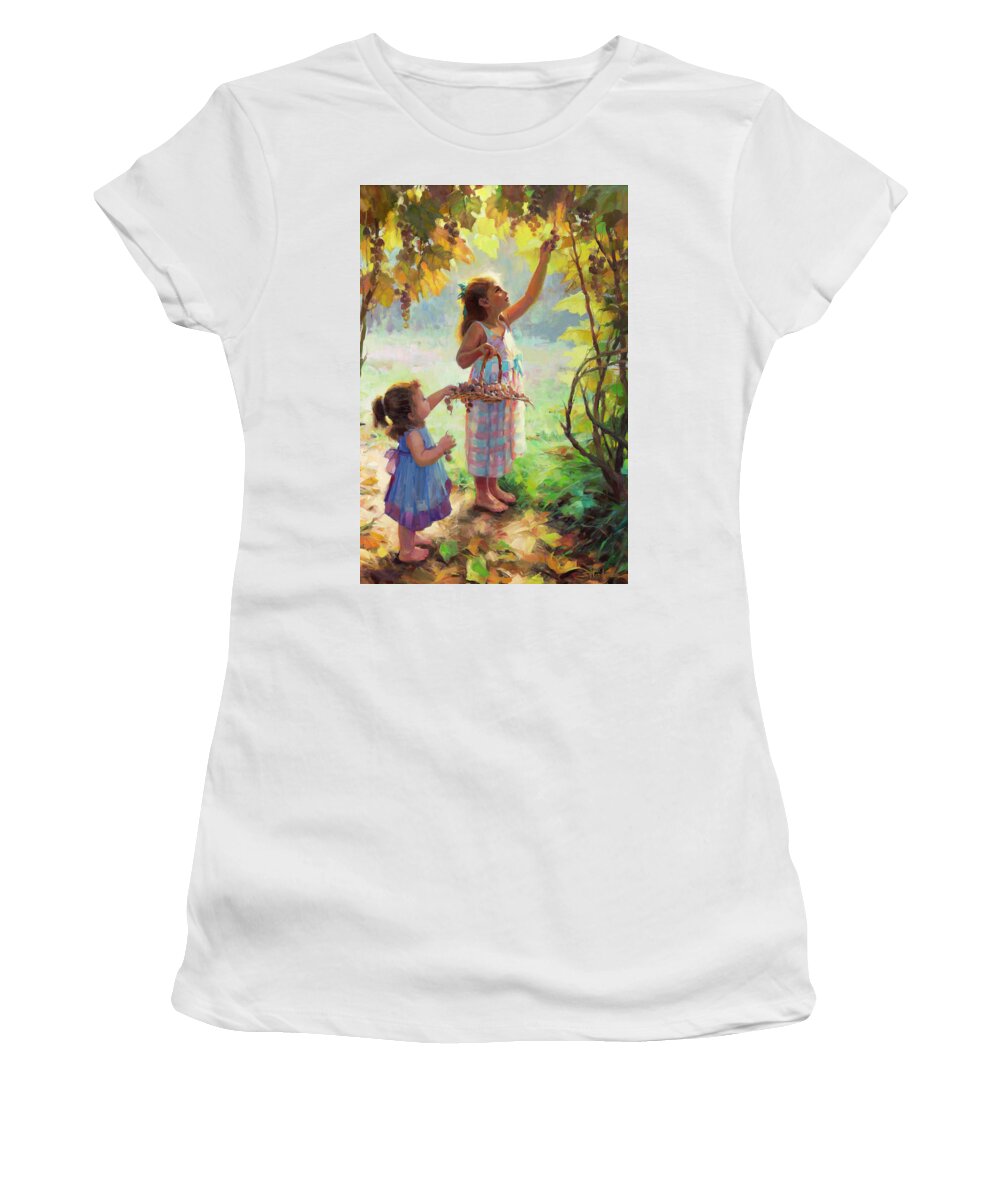 Vineyard Women's T-Shirt featuring the painting The Harvesters by Steve Henderson