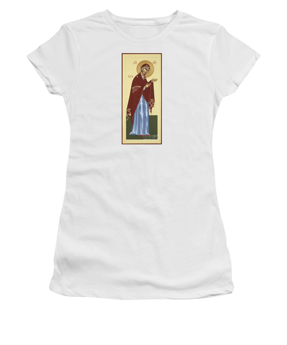 The Intercession Of The Mother Of God Women's T-Shirt featuring the painting The Intercession of the Mother of God Akita 088 by William Hart McNichols