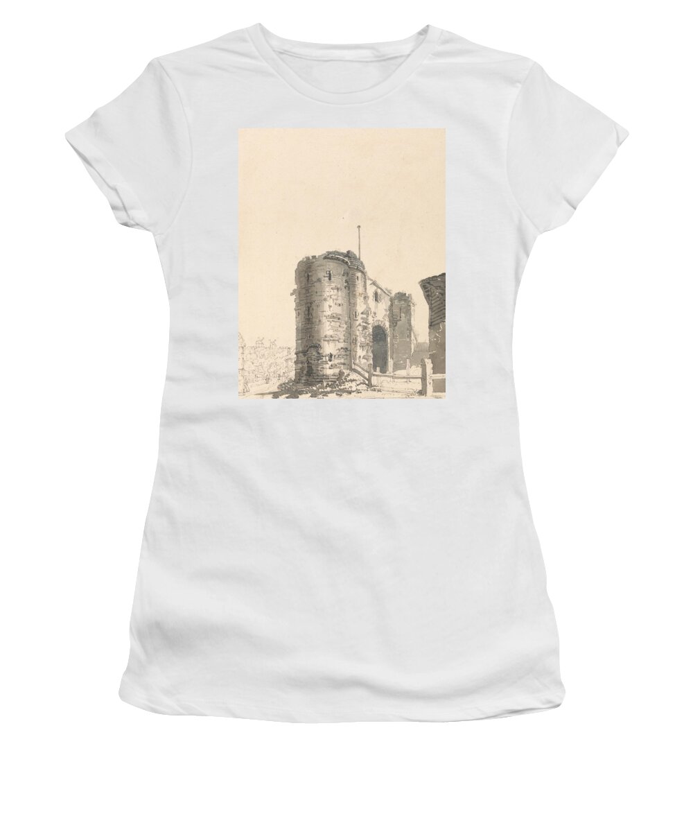 Thomas Girtin Women's T-Shirt featuring the painting The Land Gate, Rye, Sussex by Thomas Girtin