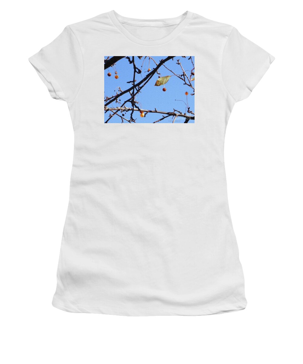 Photography Women's T-Shirt featuring the photograph The Last Leaf by Kathie Chicoine