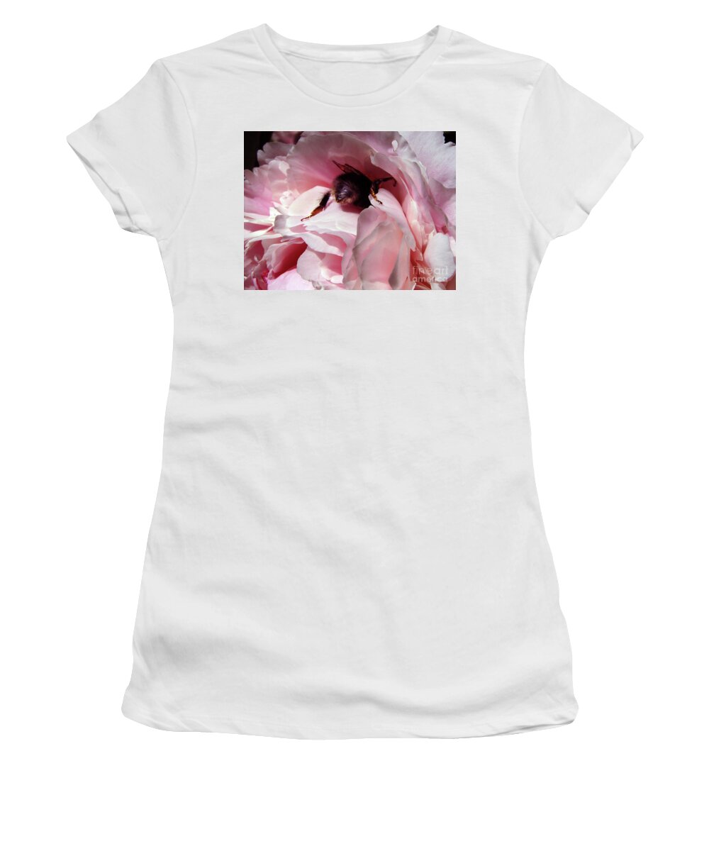 Peony Women's T-Shirt featuring the photograph The Lost Bee by Kim Tran