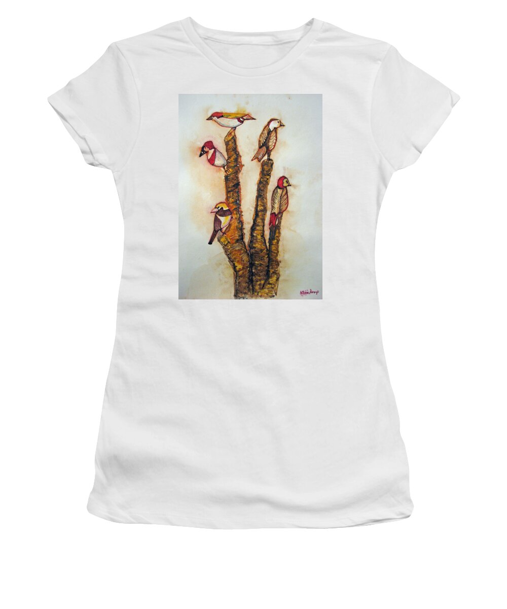 Birds Women's T-Shirt featuring the painting The Night Watchers by Patricia Arroyo