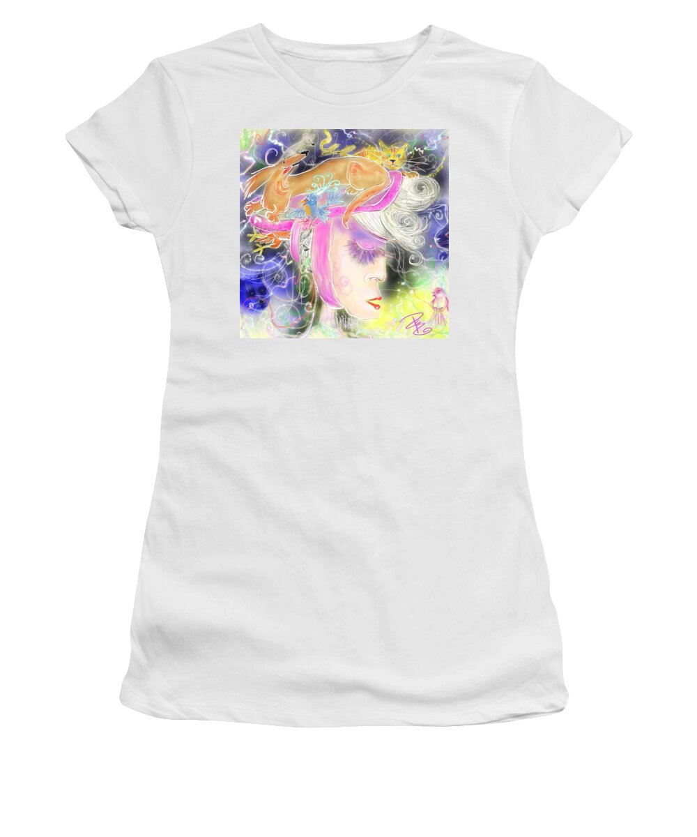 Adult Women's T-Shirt featuring the digital art The pet lady by Debra Baldwin