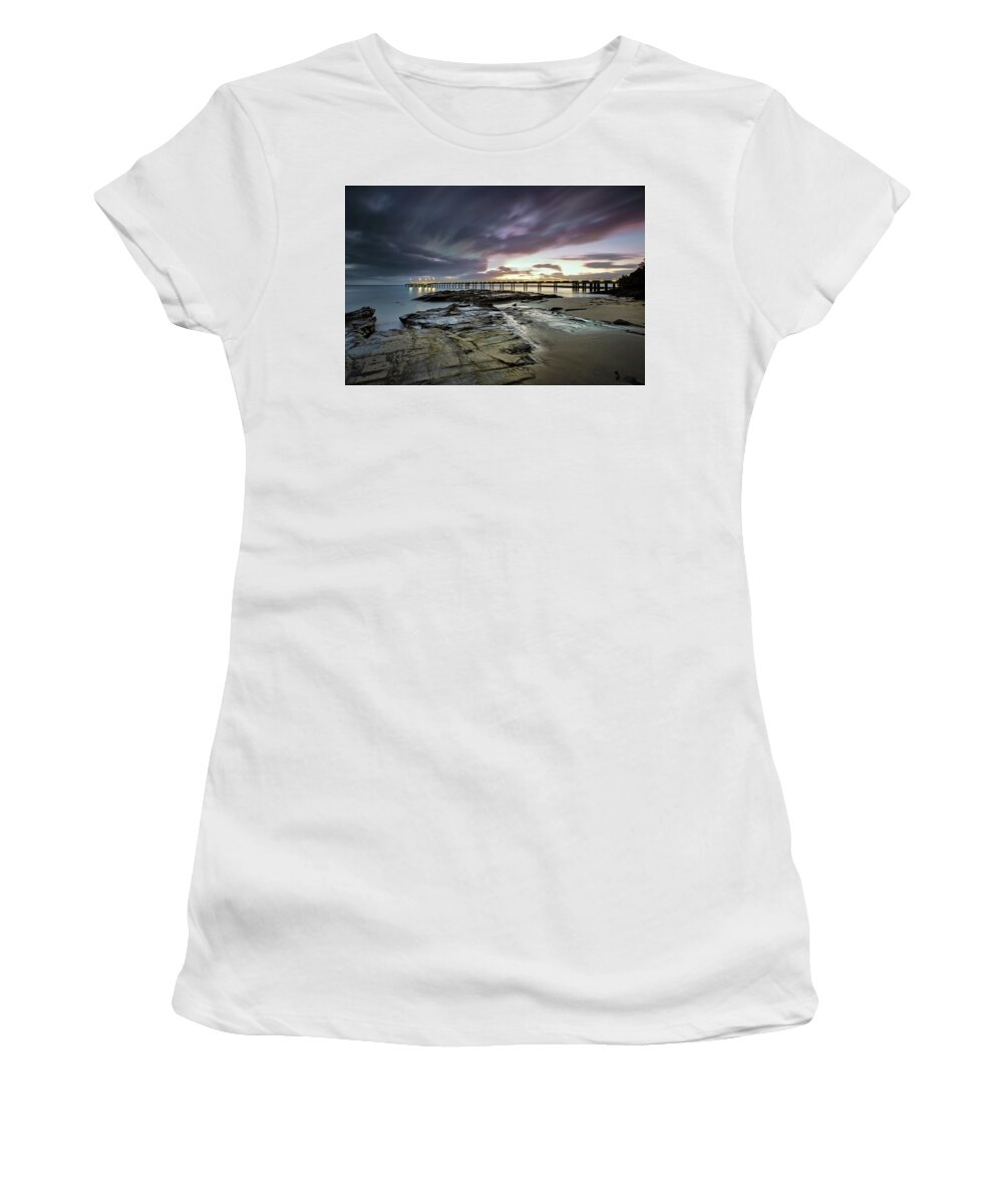 Sunrise Women's T-Shirt featuring the photograph The Pier @ Lorne by Mark Lucey