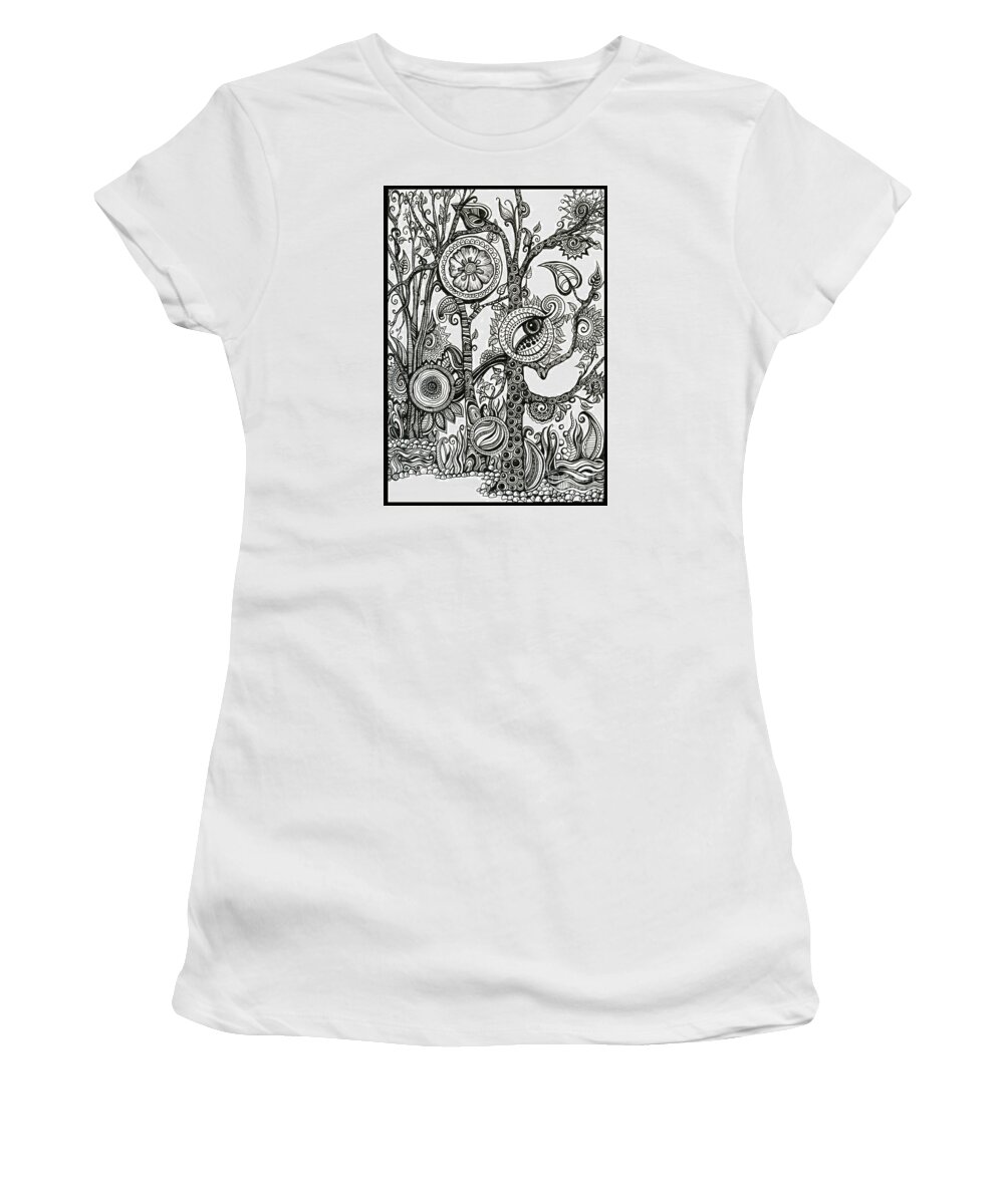 Trees Women's T-Shirt featuring the drawing The Rainforest by Danielle Scott