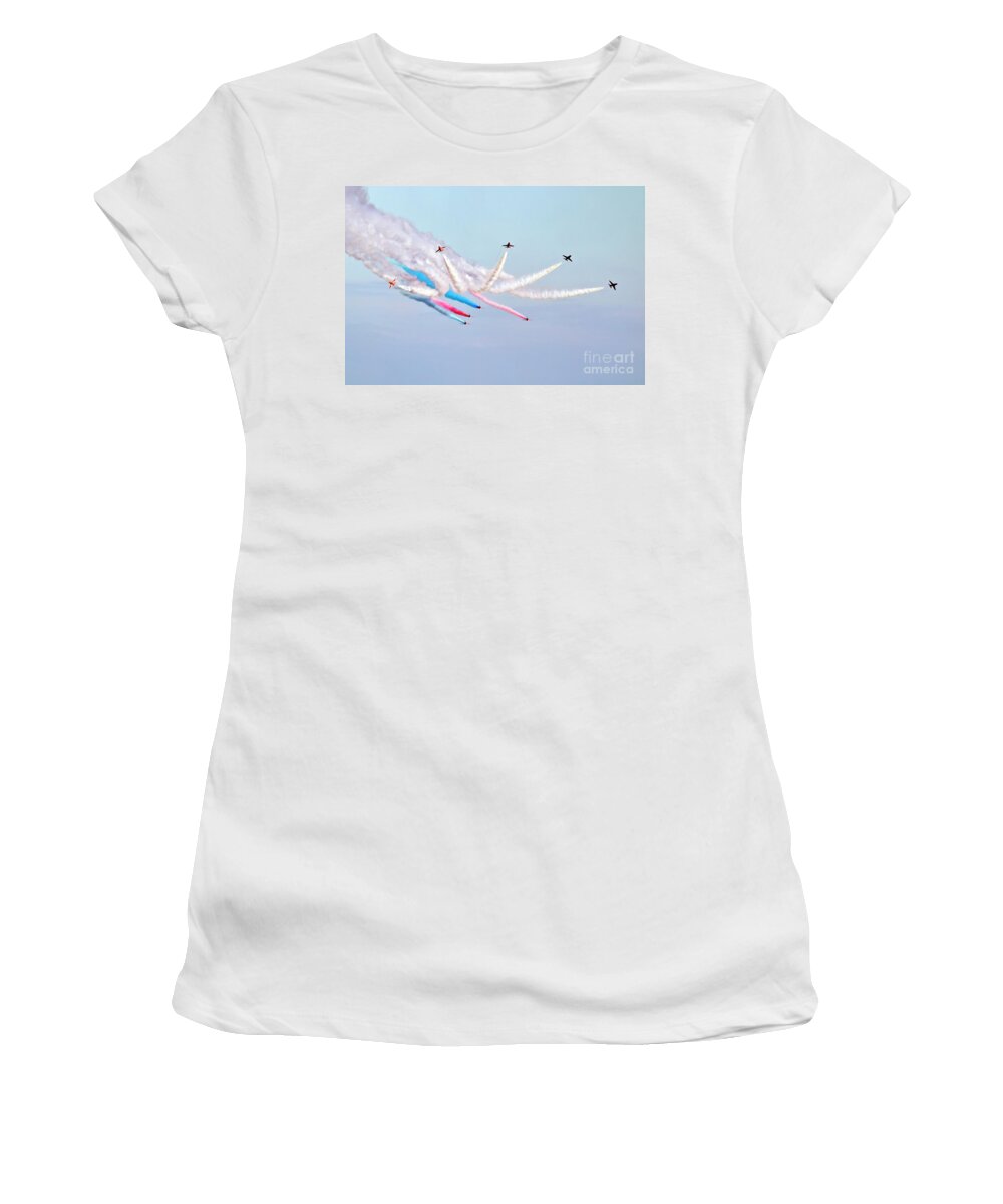 Red Arrows Women's T-Shirt featuring the photograph The Red Arrows by Terri Waters