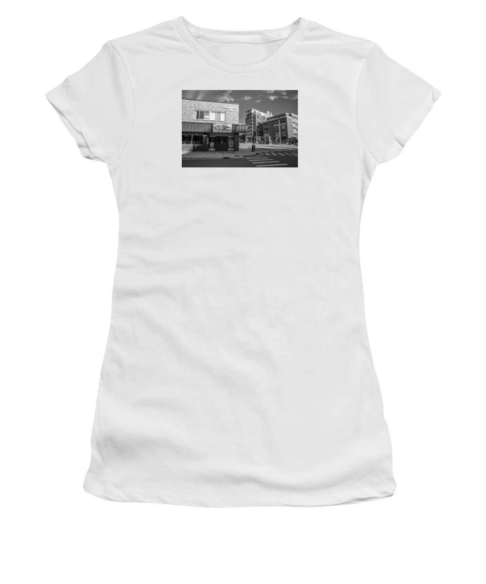 East Lansing Women's T-Shirt featuring the photograph The Riv ion Black and White by John McGraw