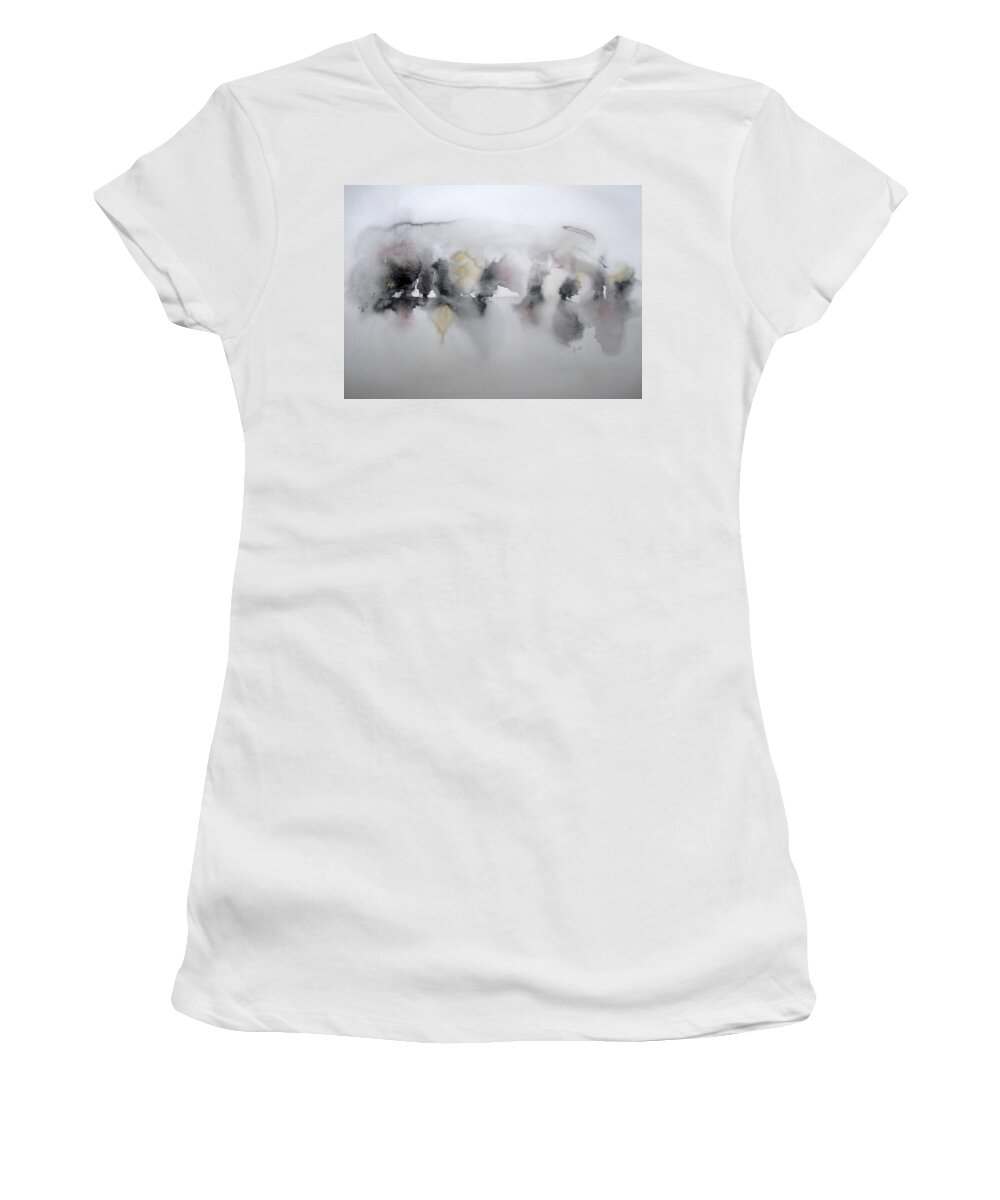 Black And White Women's T-Shirt featuring the painting The Shadows by Vesna Antic