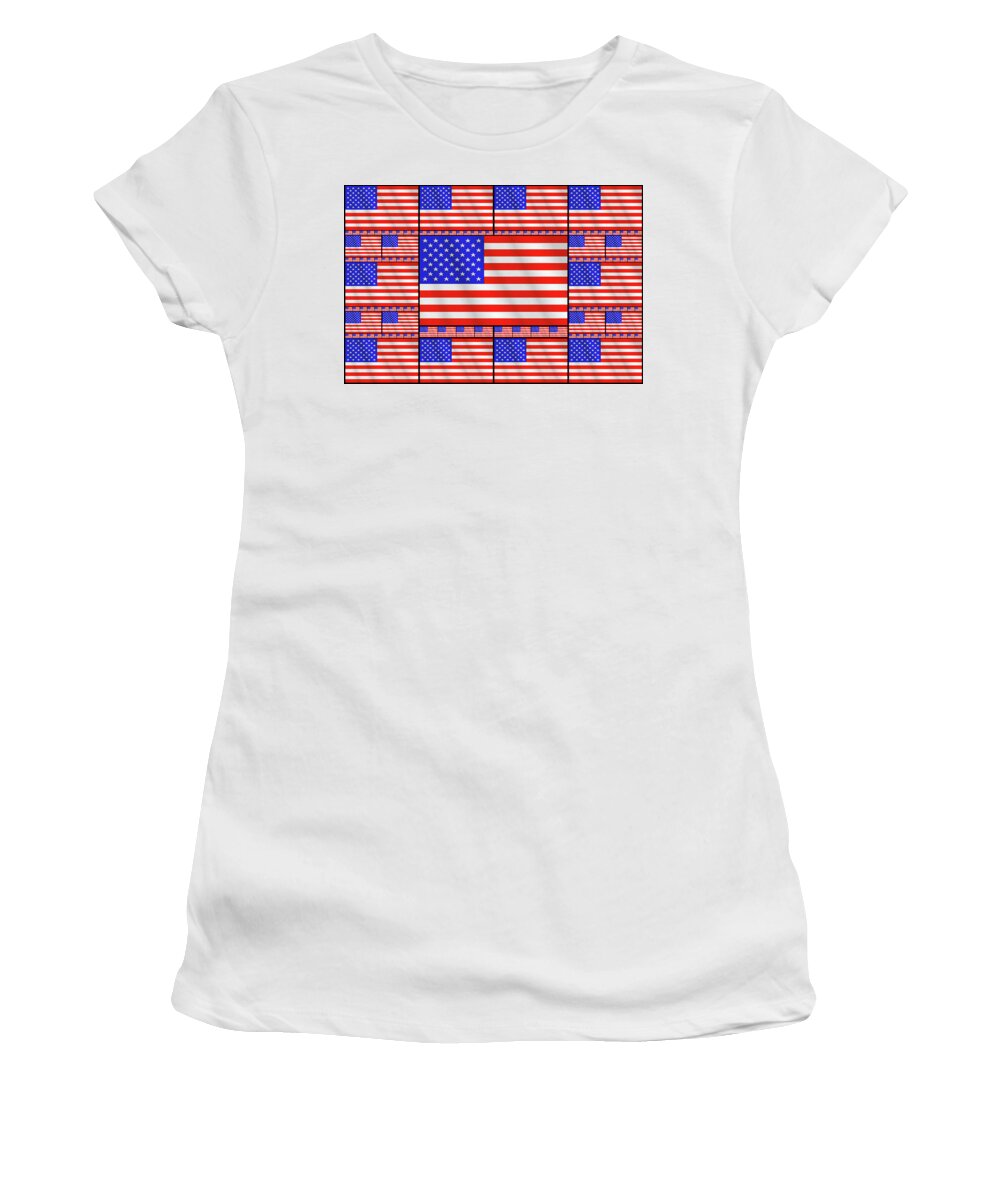 America Women's T-Shirt featuring the digital art The Stars and Stripes 2 by Mike McGlothlen