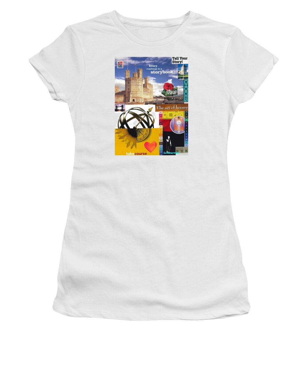 Collage Art Women's T-Shirt featuring the mixed media The Story of Life by Susan Schanerman