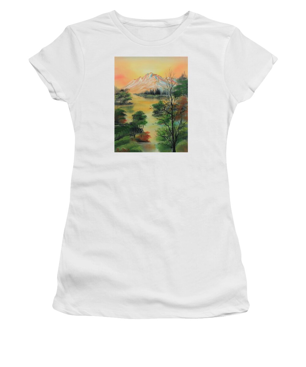 Orange Mountain Women's T-Shirt featuring the painting The Swamp 2 by Remegio Onia