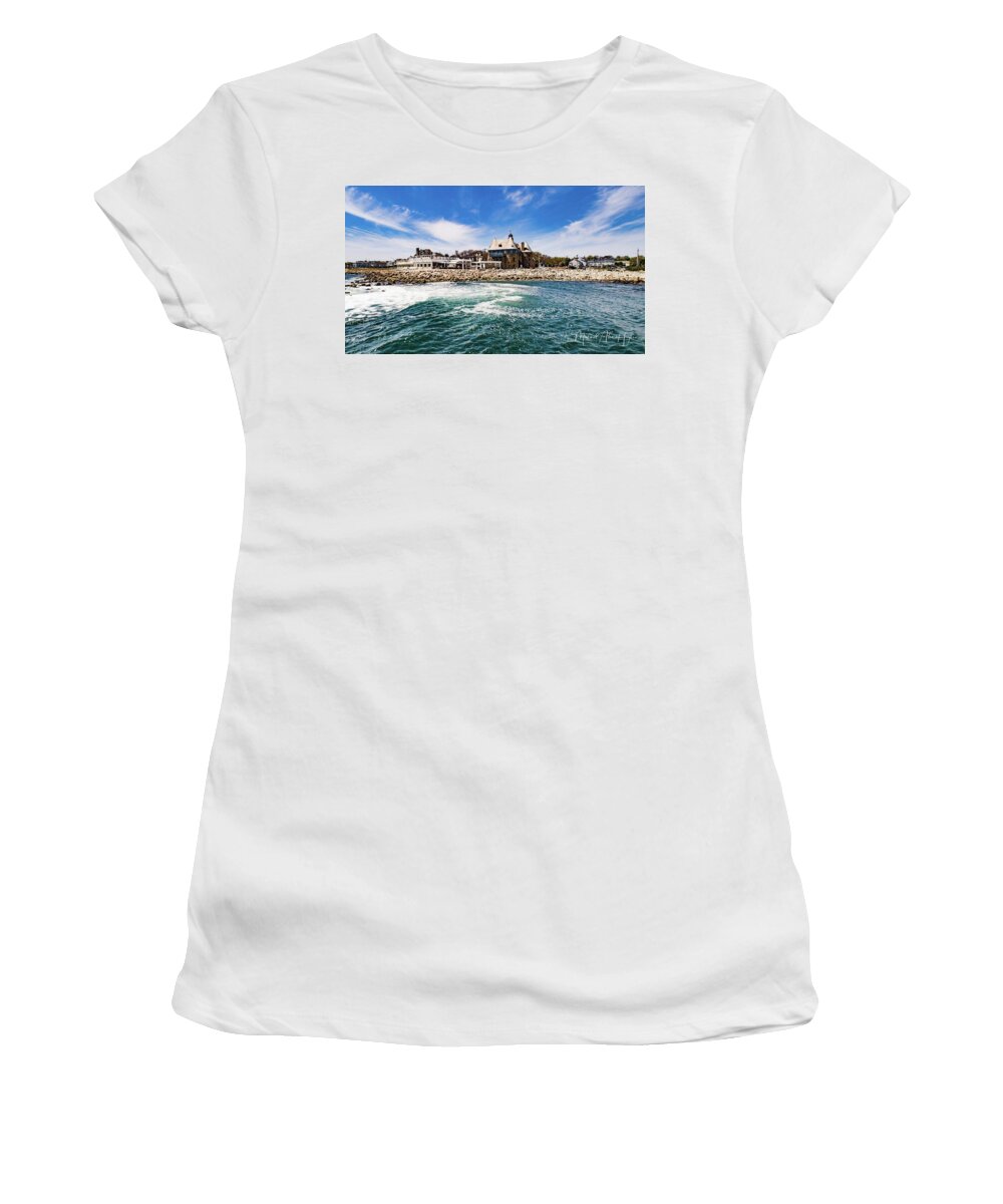 The Towers Women's T-Shirt featuring the photograph The Towers of Narragansett by Veterans Aerial Media LLC