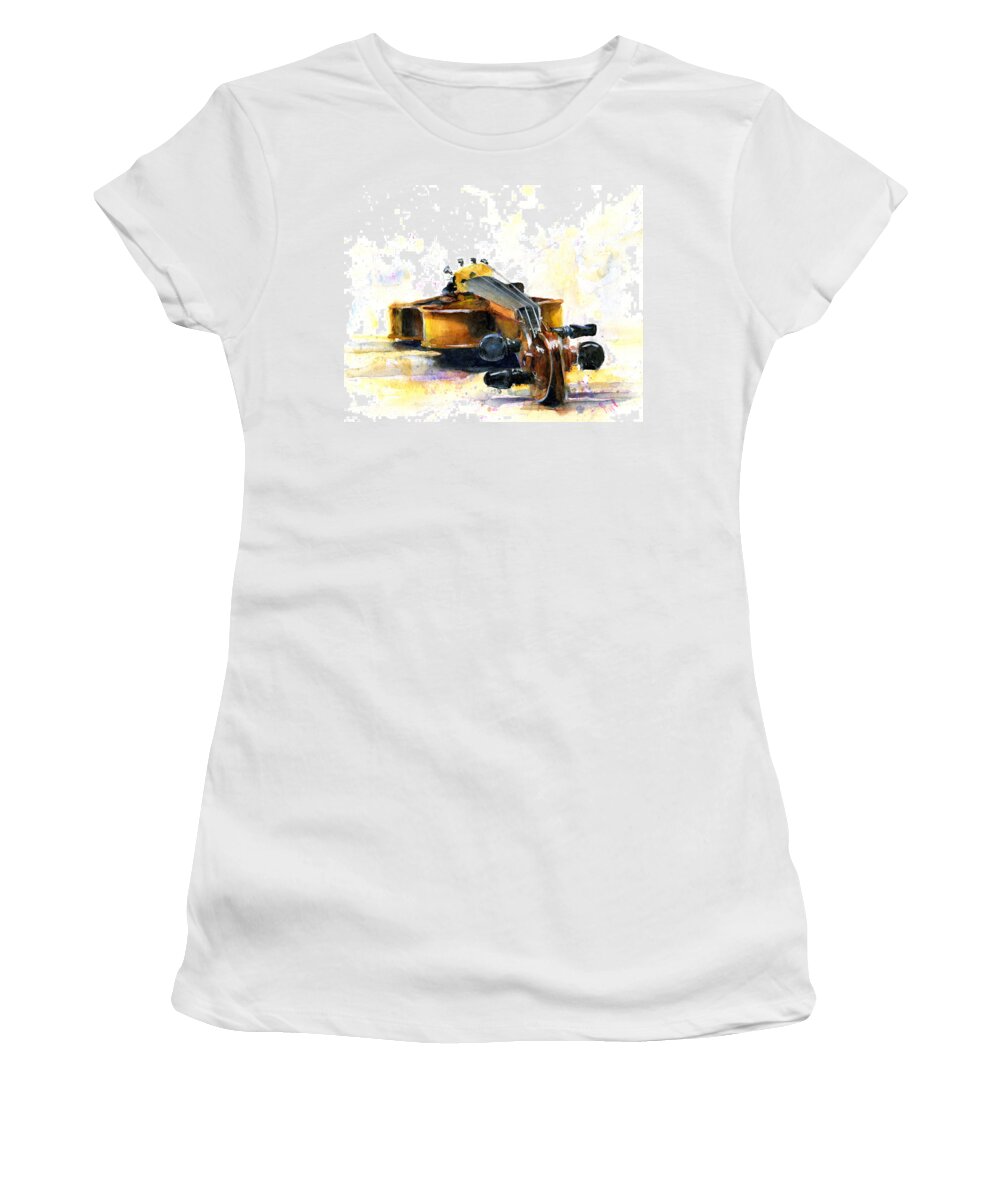 Violin. Watercolor Women's T-Shirt featuring the painting The Violin by John D Benson